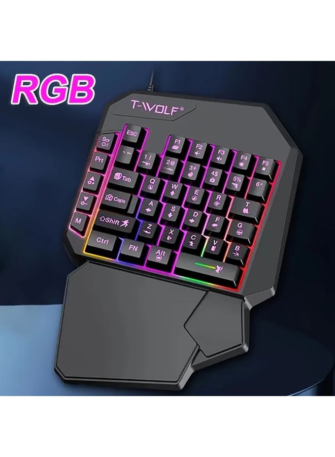 1pc Compact 40 Percent Wired Gaming Keyboard 7 RGB Modes Detachable Wrist Rest - Image 1